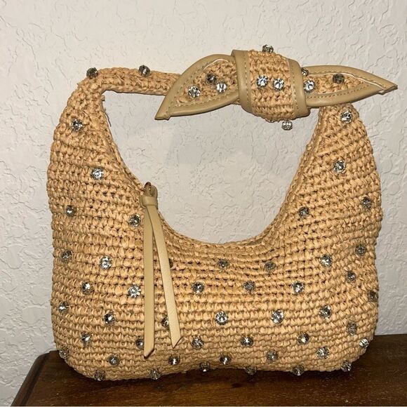 Urban Expressions Studded Embellished Raffia Straw Shoulder Bag - Picture 11 of 11